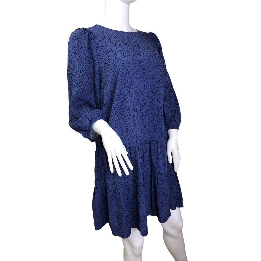 Gap Tiered pocket Dress 3/4 Sleeves blue dot size 6
